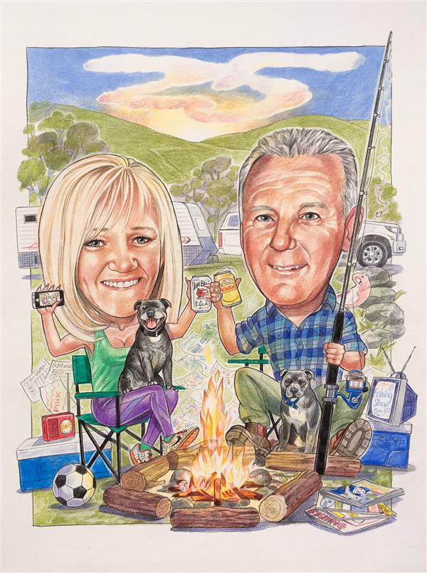 Terry and Vicki 25th wedding anniversary caricature