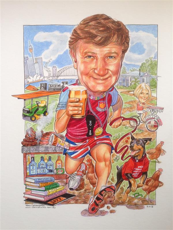 Hash House harriers 70th birthday caricature