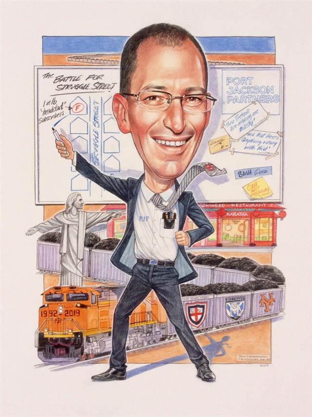 Corporate caricature leaving the company