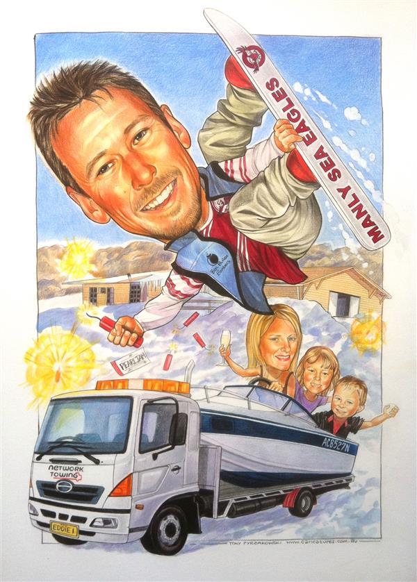 Birthday gift for Network Towing caricature