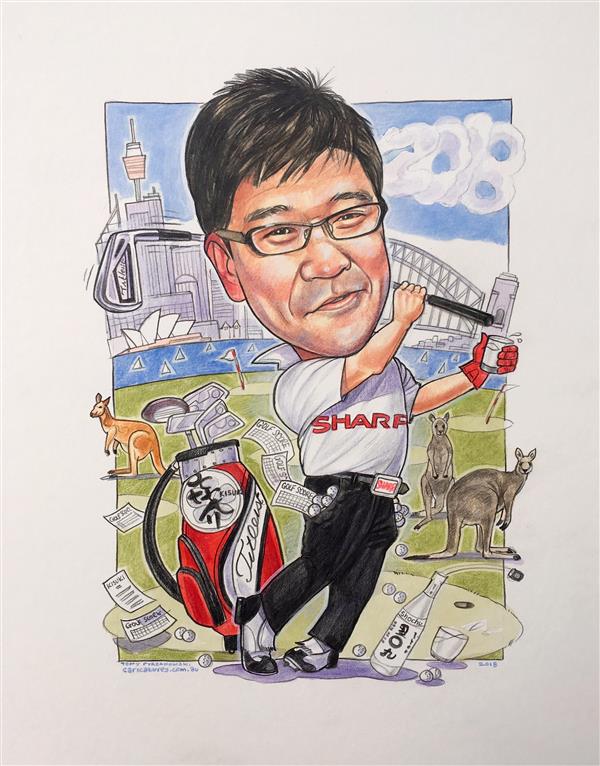 Leaving gift caricature
