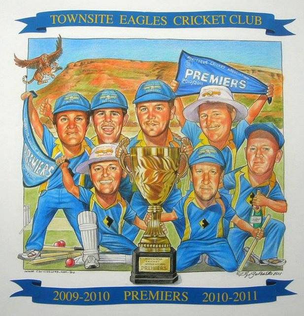 Townsite Eagles Cricket Club Group Caricature